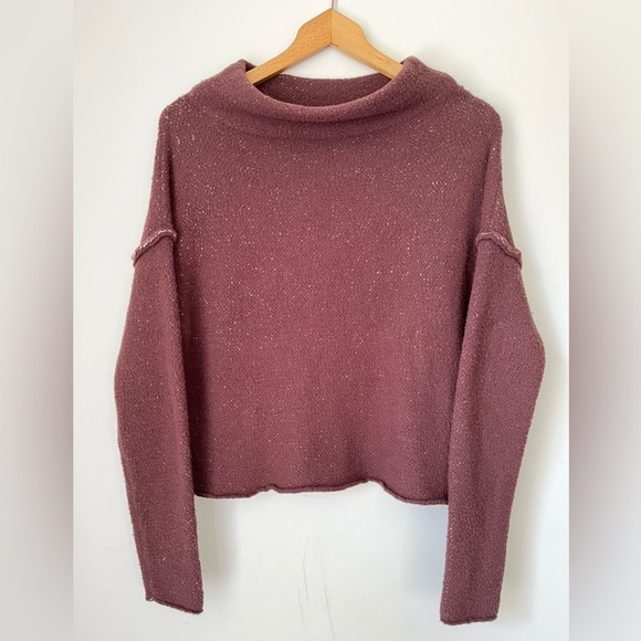 Free People Sweater Women’s XS San Vincente Funnel Neck Sweater Brown Slouchy - Picture 2 of 10